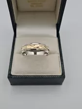 925 Silver And 375 Yellow Gold Wedding Ring