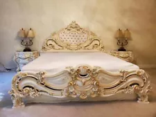 Silik Baroque Rococo King Bed Made in Italy, king size