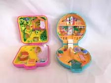 Vintage 1989 Bluebird Polly Pocket Wild World Zoo Compact + Blue Surfboard Cafe