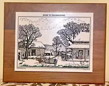 New ListingRARE Currier & Ives Home for Thanksgiving Tile on Wood 14x11 Ltd Ed 1 of 225 VTG