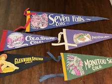 VTG Lot 5-Colorado Mini Pennants - Seven Falls, Manitou Springs & More 1945-1950