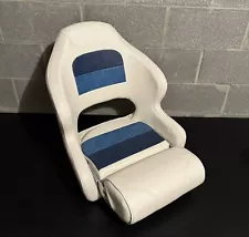 Captain Bucket Seat Boat Seat, Filp Up Boat Seat White Blue