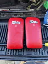 Fairtex Muay Thai Kickboxing Pads Pair Hand Made Thailand Genuine Leather