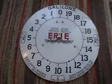 Vintage Original ERIE Gas Pump Clock Face Plate Petrol Gauge Gallons Fuel Sign