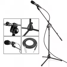 Pyle Microphone and TriPod Stand With Extending Boom & Mic Cable Package PMKSM20