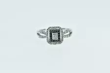 10K Princess Diamond Black Halo Engagement Ring White Gold *22