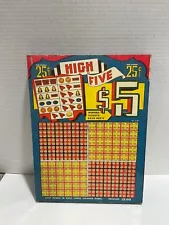 High Five Punch Board Vintage Casino Carnival Game Unused 9x12x2