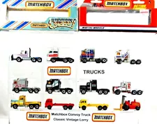 Various MATCHBOX CONVOY US & EUROPEAN TRUCK TRACTOR UNIT 4 TRAILERS +BOX Mix Lot