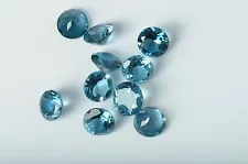 Natural Blue Topaz 9mm Round cut Untreated Loose Gemstone for sale 2 Pieces