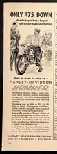 1957 Harley-Davidson Hummer original AD “Only $75 Down” motorcycle