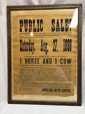 Historic Farm Sale Bill--1898--Illinois