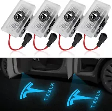 4PCS Tesla Puddle Lights Car Door Logo Projector Lights for Tesla Model 3 Y