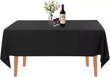 Rectangle Tablecloth - 60 X 84 Inch - Black Rectangular Table Cloth for 5 Foot T