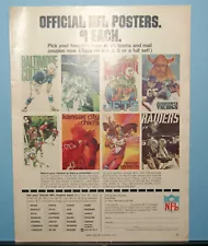 1970's Print Sales AD Advertisement NFL Official Posters for 1971 1972 9 x 12