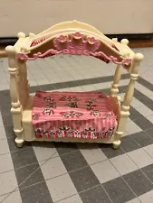 Fisher-Price Loving Family Dollhouse 2009 Girl's Pink Canopy Bed for Bedroom