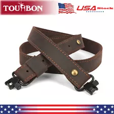 Tourbon Buffalo Leather Rifle Sling Shotgun Strap+Metal Swivels Set Shooting USA