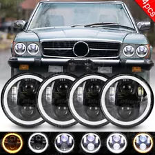 4PCS 5.75" Halo LED Headlights Hi-Lo Beam For Mercedes-Benz 380SL 450SL 560SL (For: Mercedes-Benz 380SL)