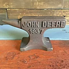 John Deere 1937 Cast Iron Anvil W/ Antique Finish and Raised Letters Paperweight