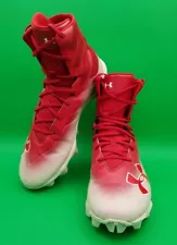 Mens Under Armour Highlight Football Cleats Sz 10.5 3000195-600 Red White shoes