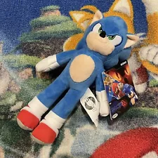 Sonic The Hedgehog 3 Movie SONIC Plush Toy Jakks 2024 9” New Rare HTF