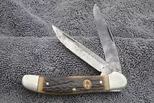 German Eye Carl Schlieper GX-DS Stag Folding COPPERHEAD Pocket Knife NO SHIELD