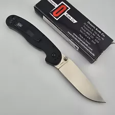 Ontario RAT Model 1 Folding Knife Black FRN Scales Satin D2 Plain Blade 8867