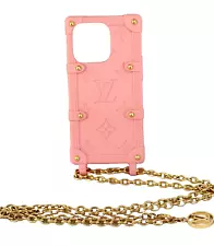 Louis Vuitton Re-Trunk Iphone 14 Pro Phone Case Pink With Gold Chain NEW In Box