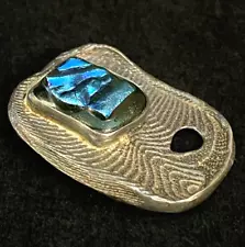 Sterling Silver Cast Cuttlefish Brooch Blue Dichroic Glass ONE OF A KIND! JCS