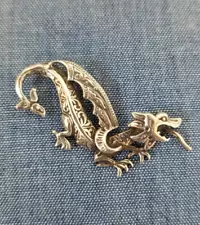 Gothic Dragon Pendant Sterling Silver, vintage