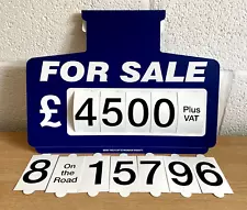 Car For Sale Sales Signs/Price Boards, PLUS Numbers Display (Blue) (1) Sun Visor