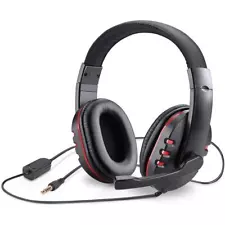 Picozon Wired Gaming Over Ear Headset Headphones with Microphone Black and Red