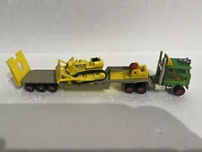 Majorette Super Movers Ford CL9000 Cabover Red Semi With Trailer And Dozer