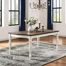 Roundhill Furniture Belleza French Country Dining Table, Antique White and Weath