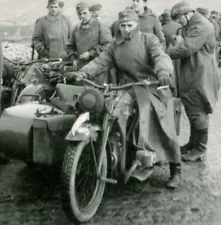 German Kradmelder dispatch riders and motorcycles with sidecars, WWII, Original