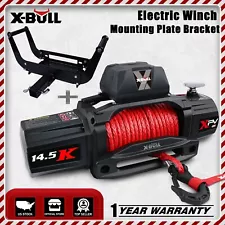 X-BULL 14500LBS Synthetic Rope Electric Winch W/Mounting Plate Bracket BIG SALE