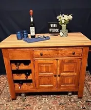 Broyhill Heirloom Attic Collection Kitchen Island w/ Butcher Block and Wine Rack