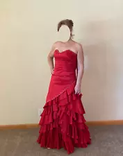 Red Spanish Flamenco Cha Cha Tango Dress Wedding Halloween 6