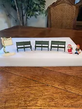 Dept 56 3 Green Iron Park Bench, For Sale Sign Christmas Village Accessories