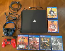 Sony PlayStation 4 Pro 1TB Black Console headphones & mic, controller, 6 games