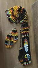 Native American Style Beaded Necklace Earrings Set