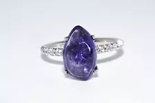 $9,800 3.98CT CERTIFIED NATURAL NO HEAT COLOR CHANGE SAPPHIRE & DIAMOND RING PT