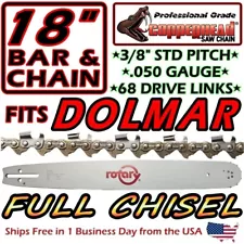 COPPERHEAD 18" BAR & FULL CHISEL PRO SAW CHAIN DOLMAR PS-460 540 -3/8 .050 68 DL