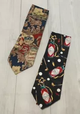 (2) Vintage Tabasco Hot Sauce Neckties ~ 100% Silk ~ Golf Fun Novelty Oysters