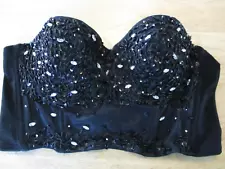 SALE! WINDSOR Size L Black Strapless Glitz Bandeau-Style Bra