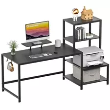 Computer Desk 58 inch with Storage Printer Shelf Reversible Gaming Home Offic...