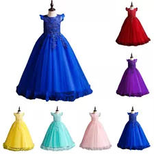 Children Kids Flower Girls Ball Gown Long Dress Princess Bridesmaid Party Prom