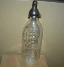 Antique Glass Baby Nursing Bottle- With Rare Old Rubber Nipple - 8" Tall