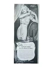 1951 vintage formfit bra and girdle print ad, sexy, unique retro art