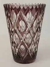 Lead Crystal 8" Purple To Clear Vase