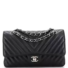 Chanel Classic Double Flap Bag Chevron Caviar Medium